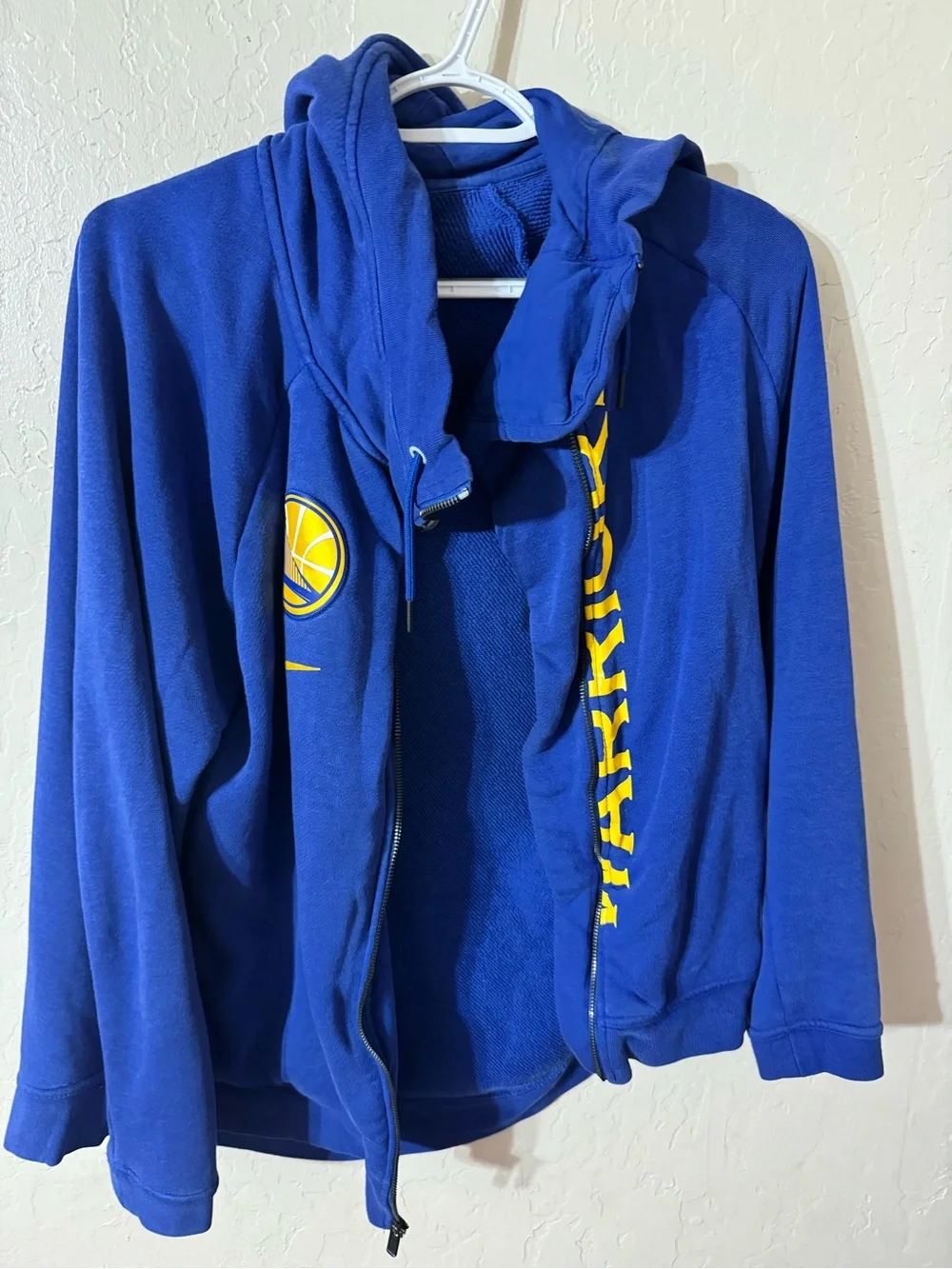 Women’s Blue Hooded Jacket with Yellow Team Accent Golden State Warriors